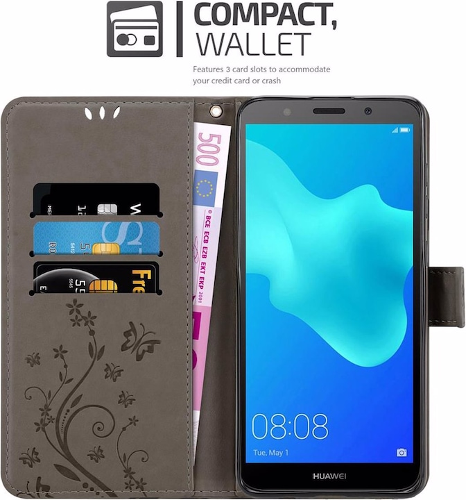 Actual product image Cadorabo Flower Book Cover (Huawei Y5 (2018), Huawei Y5 Prime 2018)
