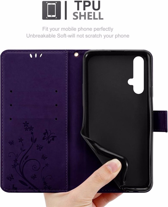 Actual product image Cadorabo Flower Book Cover (TCL 20S, Huawei Nova 5T, K20)