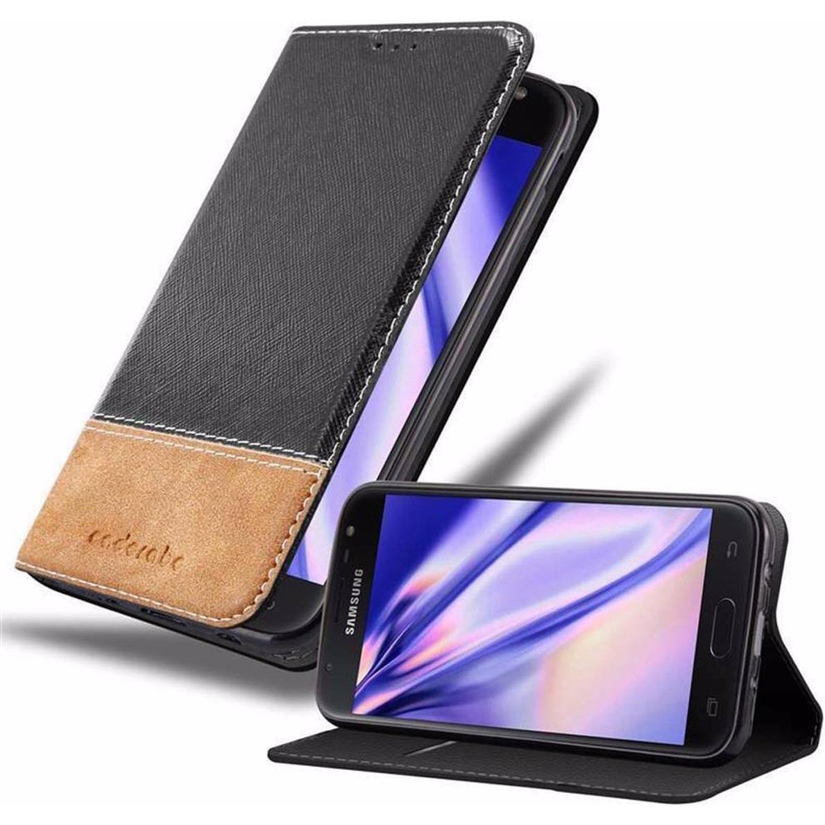 Cadorabo Book X-Wallet Cover (Samsung Galaxy J7 2017), Smartphone Hülle, Schwarz