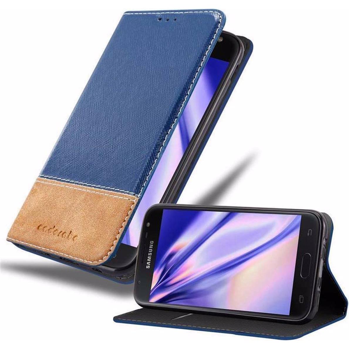 Cadorabo Book X-Wallet Cover (Samsung Galaxy J7 2017), Smartphone Hülle, Blau
