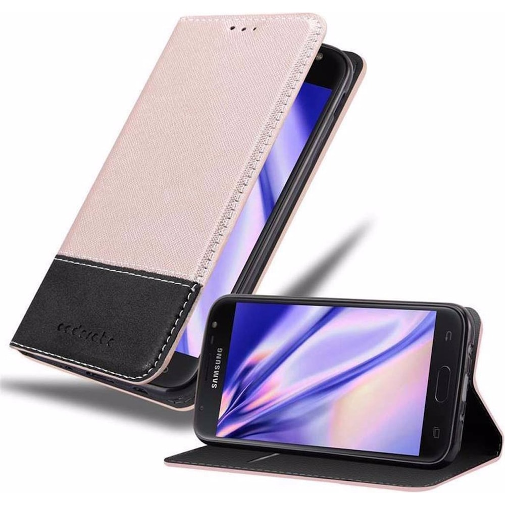 Cadorabo Book X-Wallet Cover (Samsung Galaxy J7 2017), Smartphone Hülle, Rosa