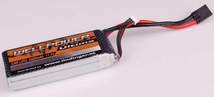 Actual product image Wellpower lipo battery ultima car 5000 mah / 11.1 volt 3s 35/70c ch5/8 trx (11.10 V, 5000 mAh)