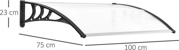 Produktbild Swisshandel24 Vordach Haustür 75 x 100 cm Polycarbonat Transparent