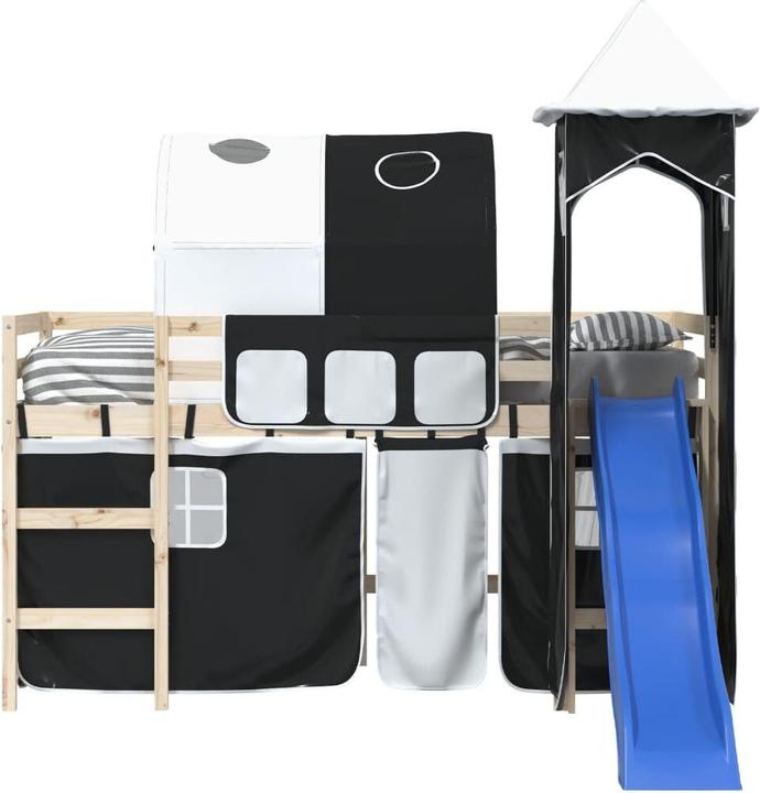 Image du produit vidaXL Rideaux pour lit mezzanine avec tunnel et tour Blanc et