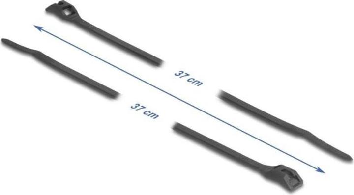 Actual product image Delock Cable ties with flat head L 370 x W 7.6 mm 100 pieces black (Plastic cable ties, 370 mm, 100 pcs.)