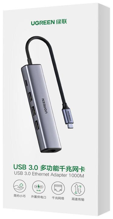 Produktbild Ugreen Gigabit Ethernet Adapter Hub mit USB PD (USB-C, 4 Ports)