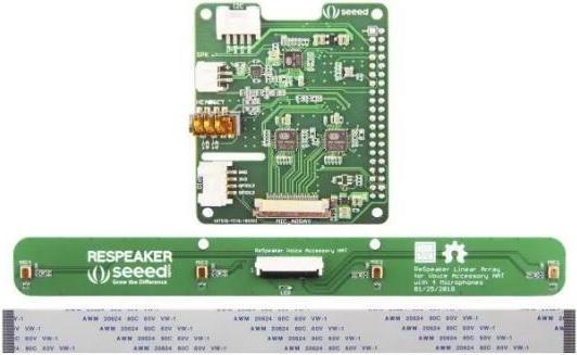 Produktbild Seeed Studio 107990056 - ReSpeaker Quad Microphone Linear Array Add On Board für Raspberry Pi (Elektronikkit)