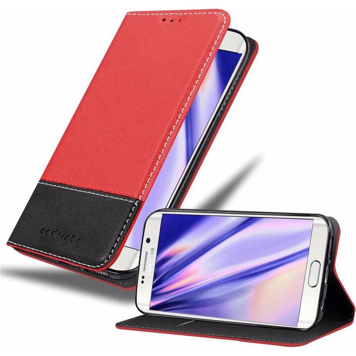 Cadorabo Book X-Wallet Cover (Samsung Galaxy S6 Edge), Smartphone Hülle, Rot