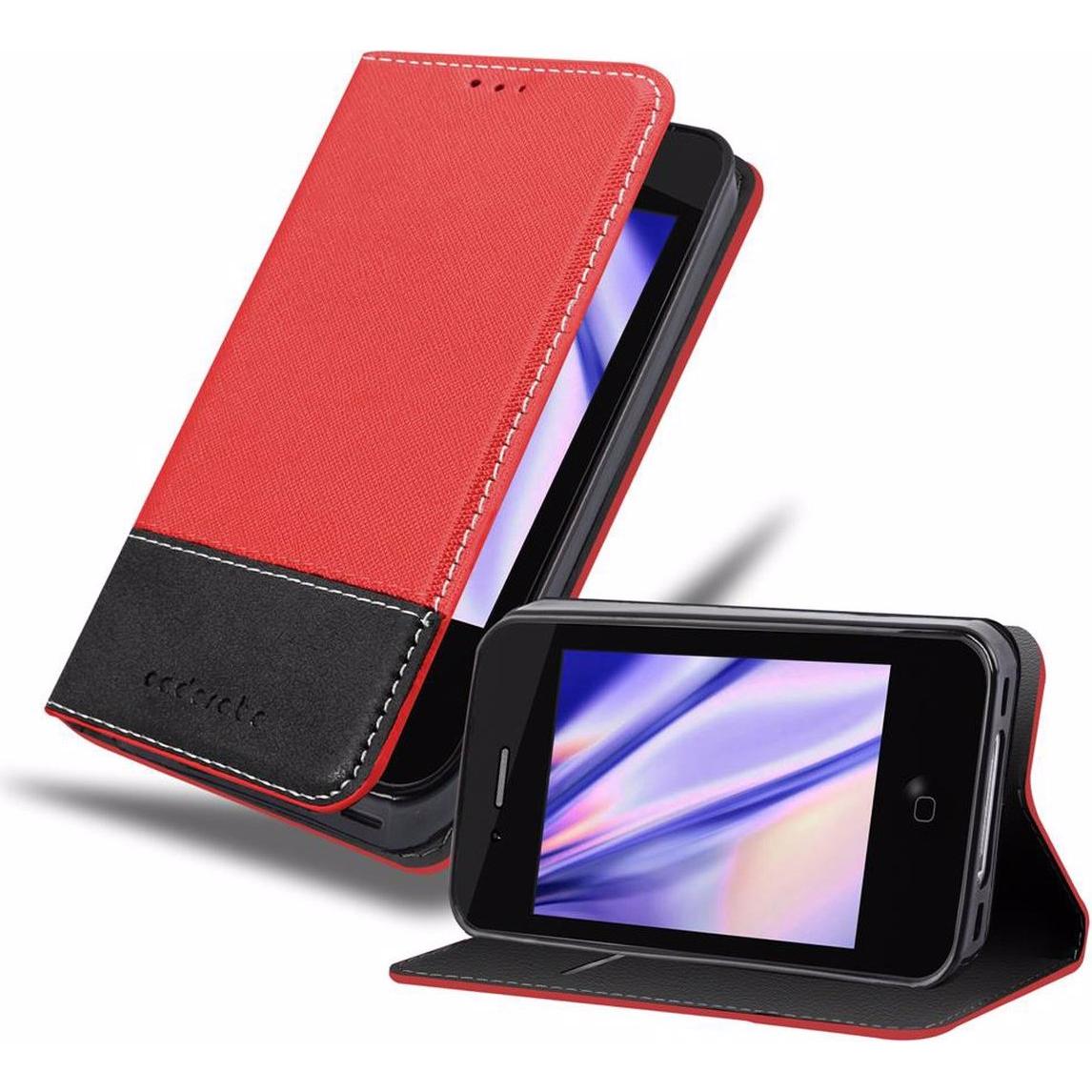 Cadorabo Book X-Wallet Cover (LG G4s, Apple iPhone 4), Smartphone Hülle, Rot