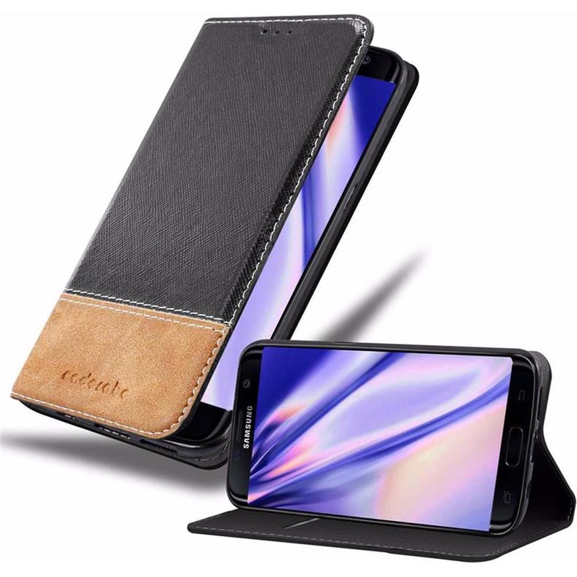 Cadorabo Book X-Wallet Cover (Samsung Galaxy S7 Edge), Smartphone Hülle, Schwarz