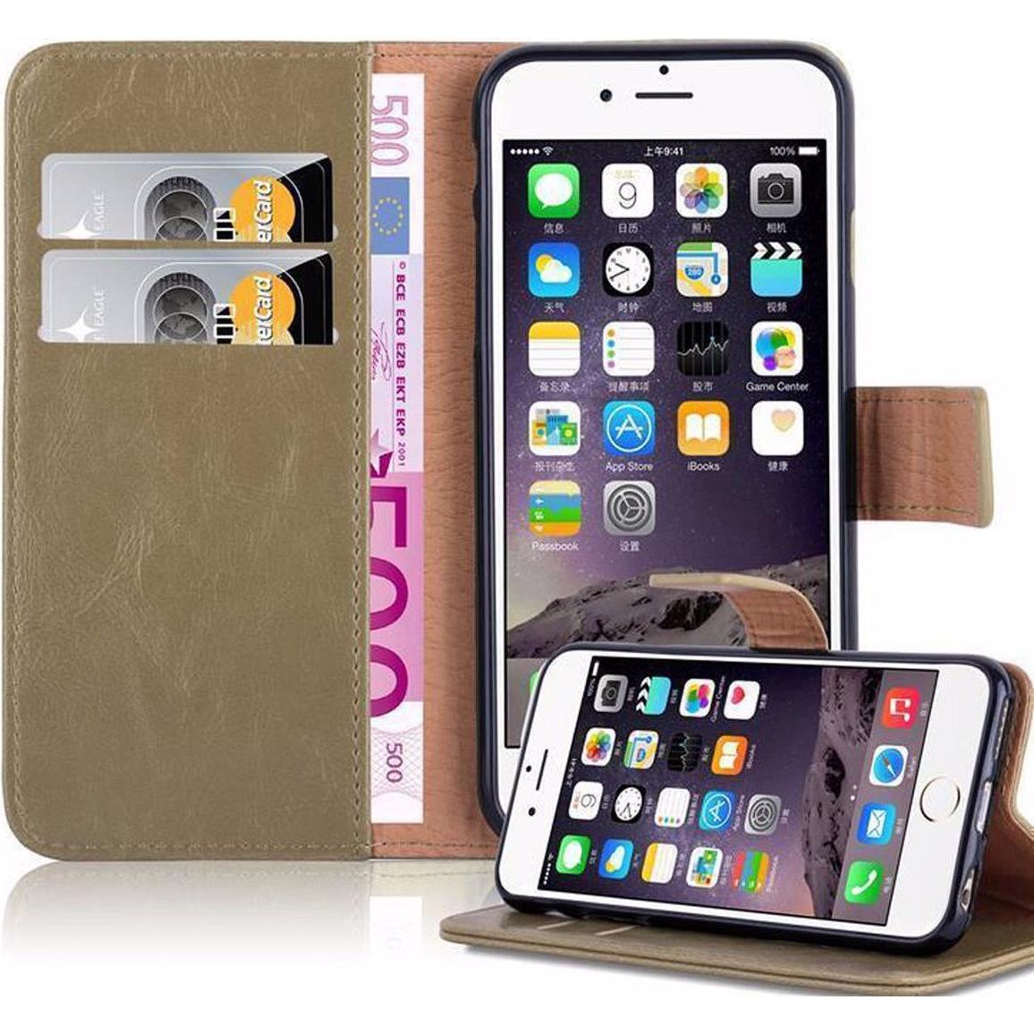 Cadorabo Book Luxury Cover (Apple iPhone 6s Plus, Apple iPhone 6 Plus), Smartphone Hülle, Braun