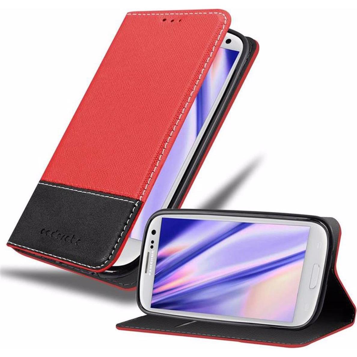 Cadorabo Book X-Wallet Cover (Samsung Galaxy S3), Smartphone Hülle, Rot