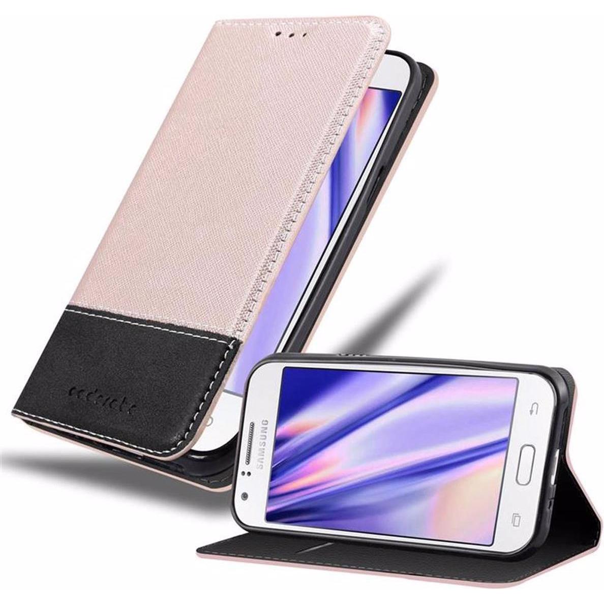 Cadorabo Book X-Wallet Cover (Samsung Galaxy J1), Smartphone Hülle, Rosa