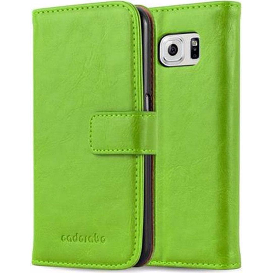 Cadorabo Book Luxury Cover (Samsung Galaxy S6), Smartphone Hülle, Grün