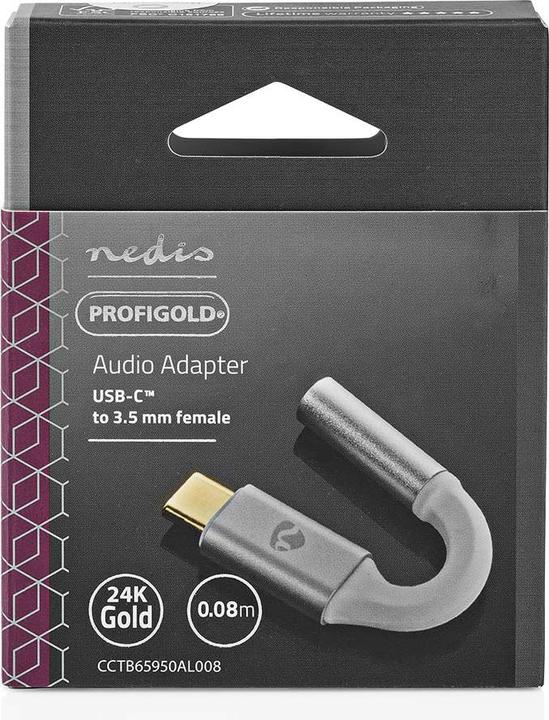 Image du produit Nedis CCTB65950AL008. Connecteur 1 : 3.5mm, Connecteur 1 Genre : Femelle, Connecteur 2 : USB, Connecteur (0.08 m)