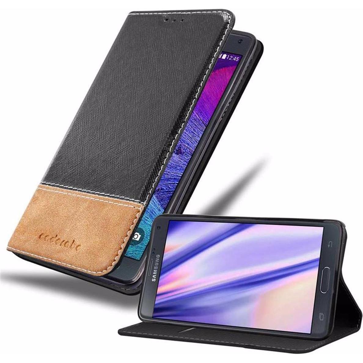Cadorabo Book X-Wallet Cover (Samsung Galaxy Note 4), Smartphone Hülle, Schwarz