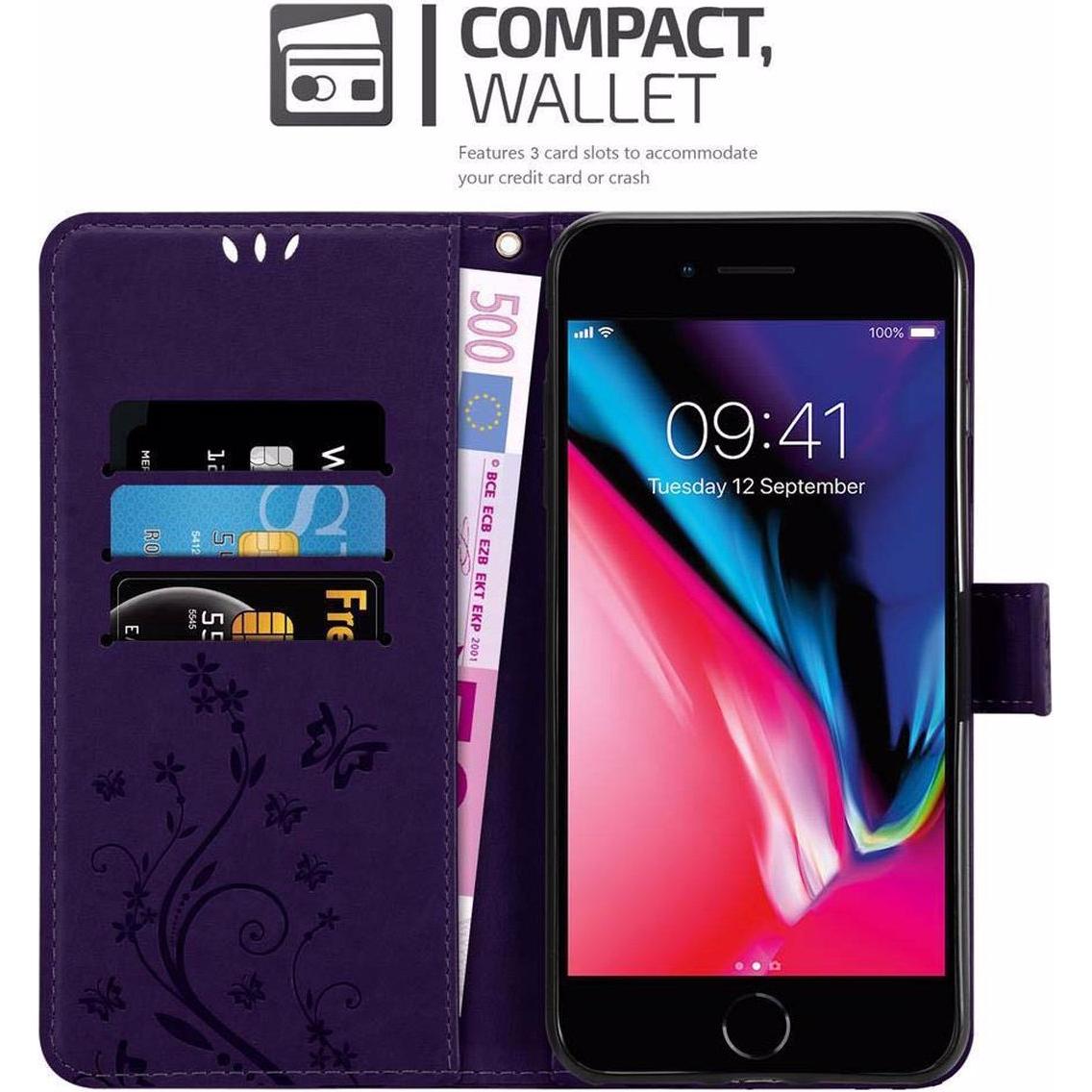 Thumbnail - Cadorabo Flower Book Cover (Apple iPhone 7 Plus), Smartphone Hülle, Violett