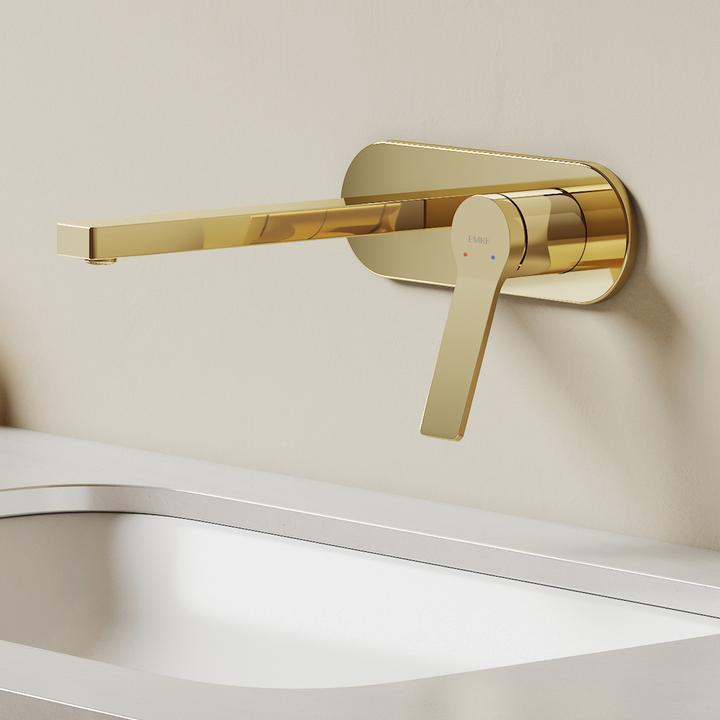 Produktbild Emke Wasserhahn Bad, Messing Champagnergold, Mischbatterie Waschbecken, Küchenarmatur mit Luftsprudler, K