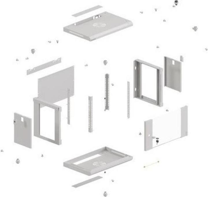 Actual product image Lanberg Wandmontage 19 4HE 540X350 grauer Rackschrank mit Glastür (flat pack) (4 RU, 19 inch rack)