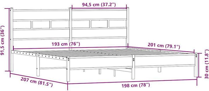 Produktbild vidaXL Bettgestell (193 x 203 cm)