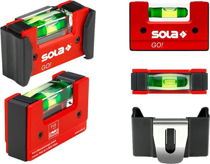 Actual product image MGA Sola GO! CLIP - Mini spirit level made of glass fibre reinforced plastic - Sola spirit level small (4.50 cm)