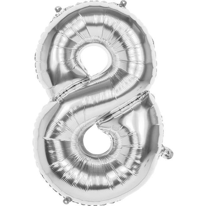 Boland Folienballon - Silberne Zahl - - Zahl 8 - acht