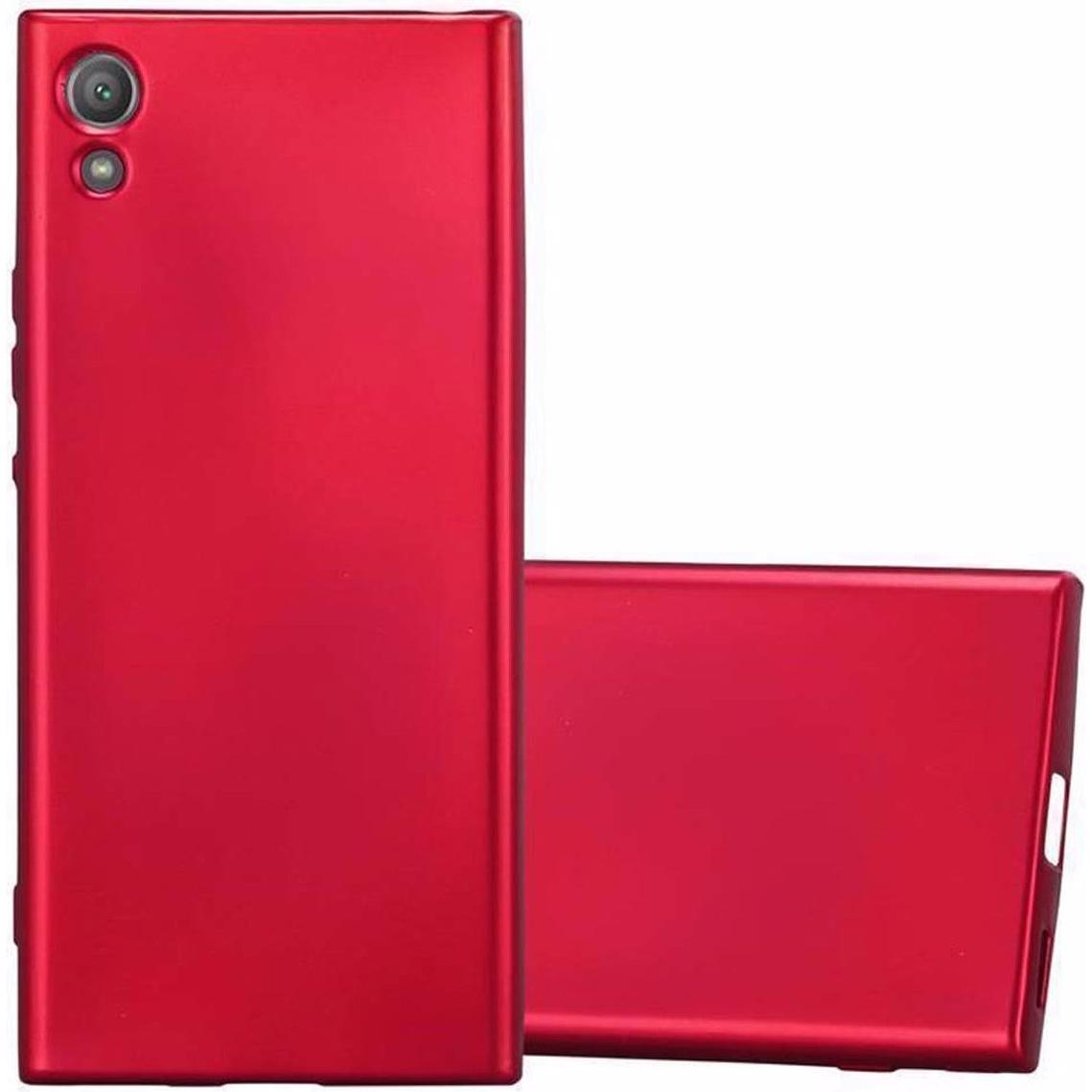 Cadorabo TPU Matt Metallic Cover (Sony Xperia XA1), Smartphone Hülle, Rot