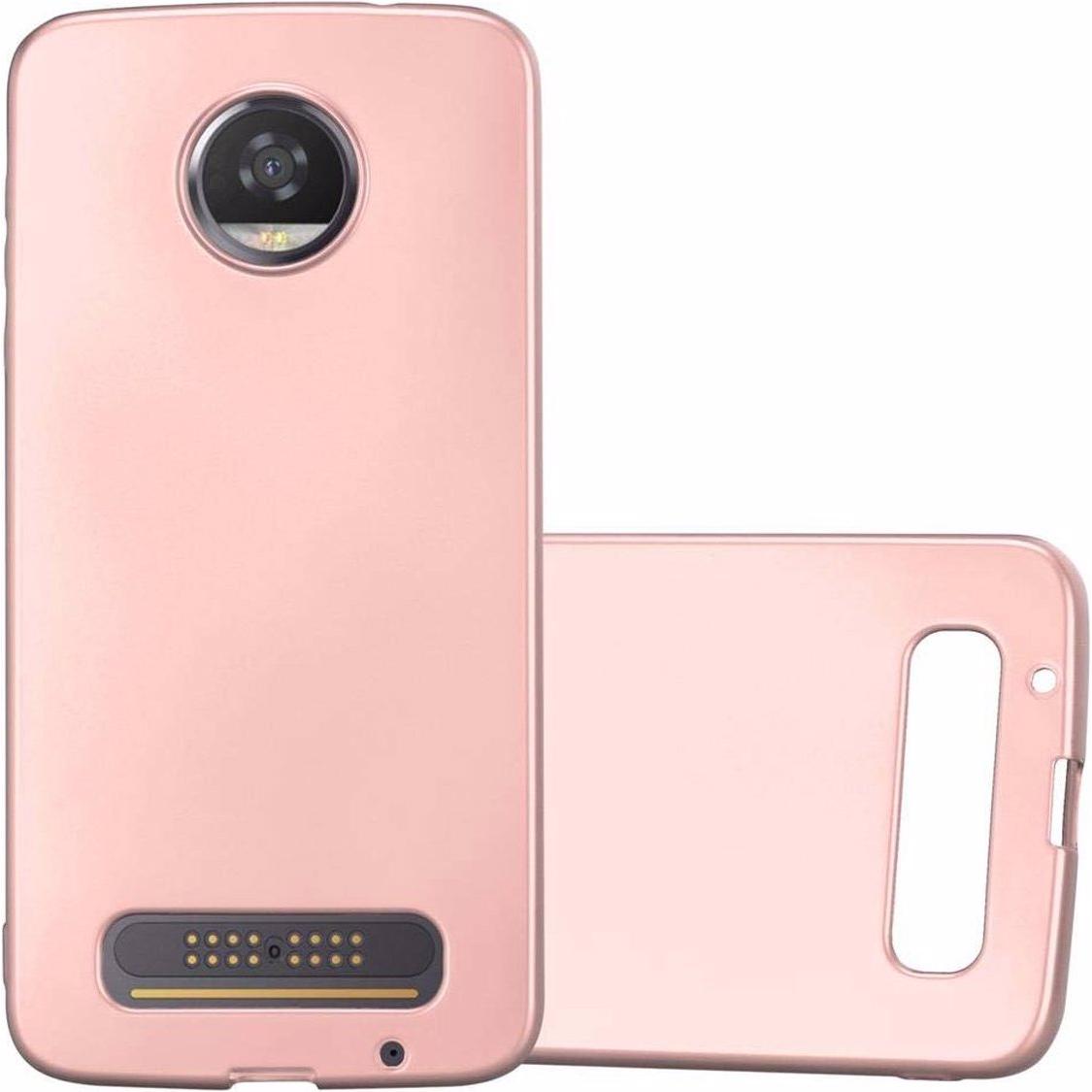 Cadorabo TPU Matt Metallic Cover (Motorola Moto Z2), Smartphone Hülle, Rosa