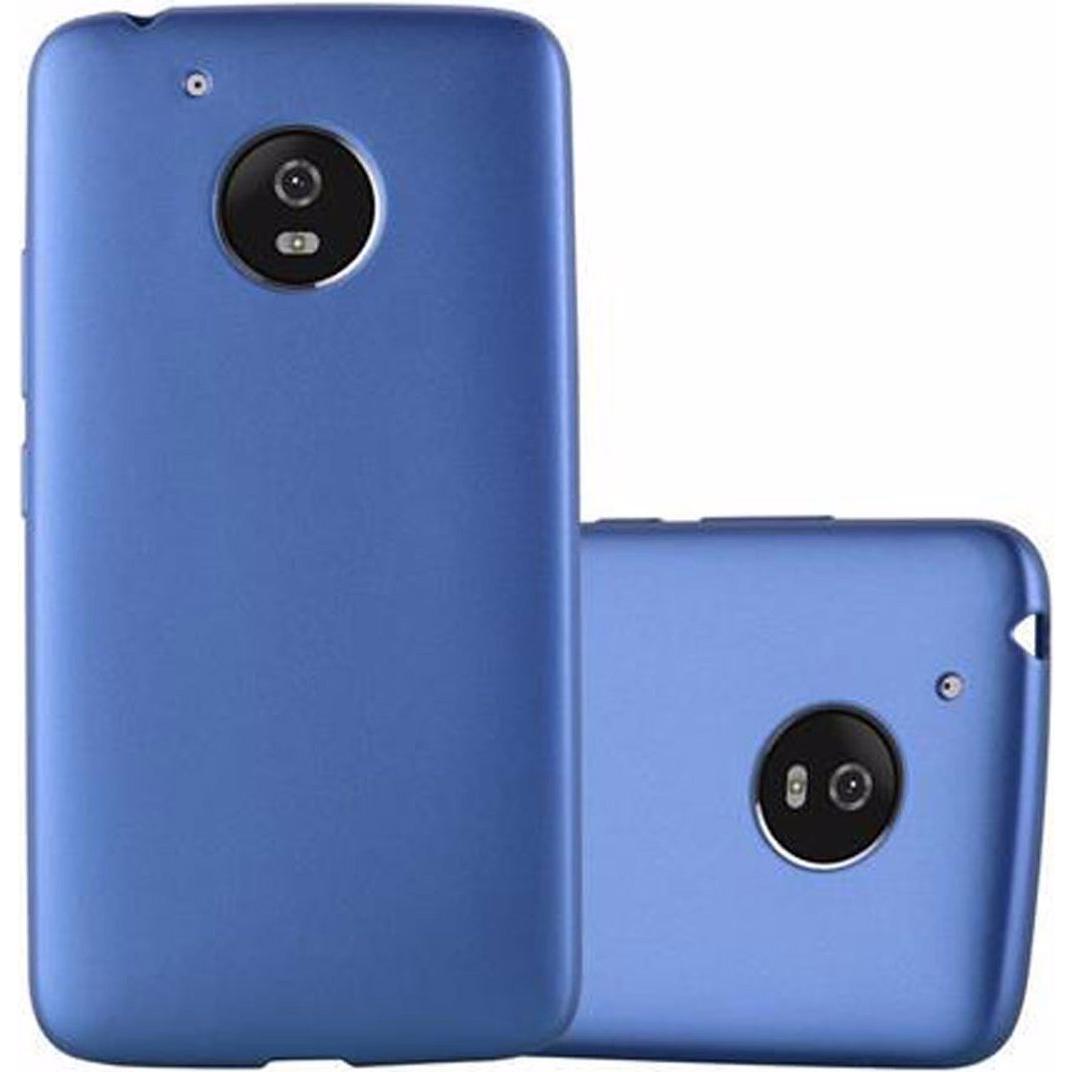 Cadorabo TPU Matt Metallic Cover (Motorola Moto G5), Smartphone Hülle, Blau