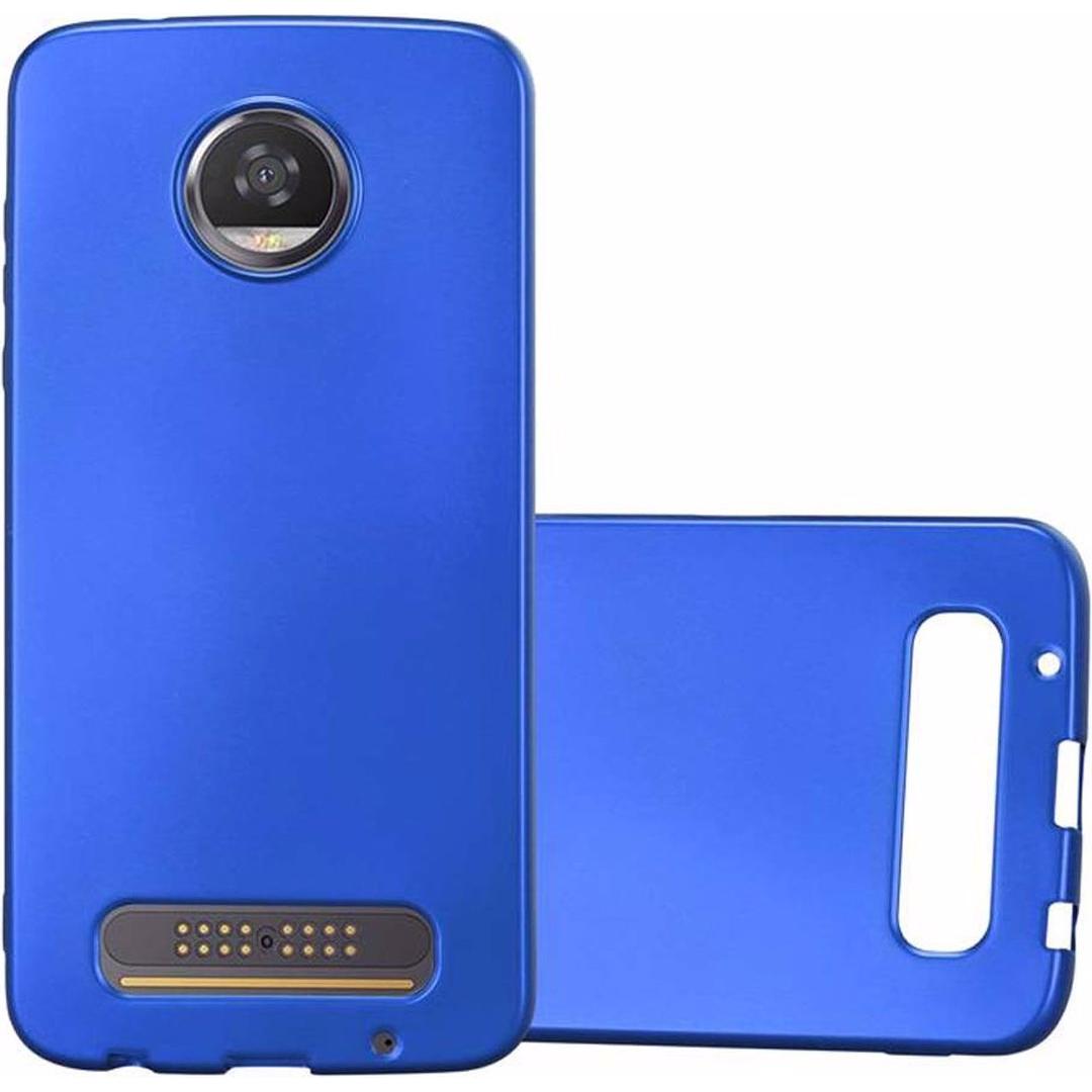 Cadorabo TPU Matt Metallic Cover (Motorola Moto Z2 Play), Smartphone Hülle, Blau
