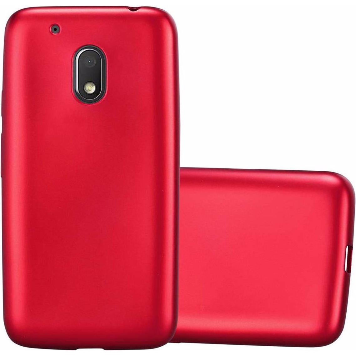 Cadorabo TPU Matt Metallic Cover (Motorola Moto G4 Play), Smartphone Hülle, Rot
