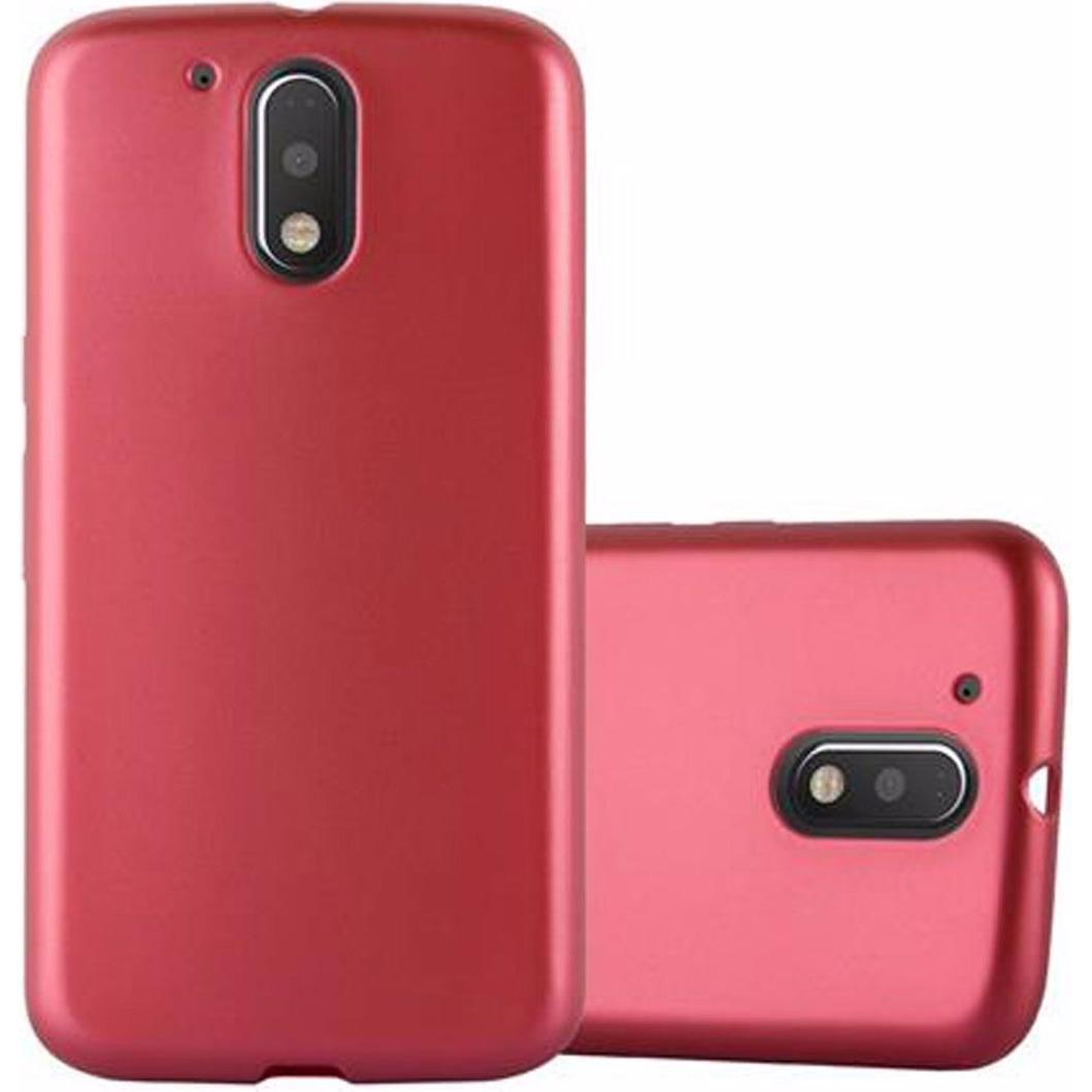 Cadorabo TPU Matt Metallic Cover (Motorola Moto G4 Plus, Motorola Moto G4), Smartphone Hülle, Rot
