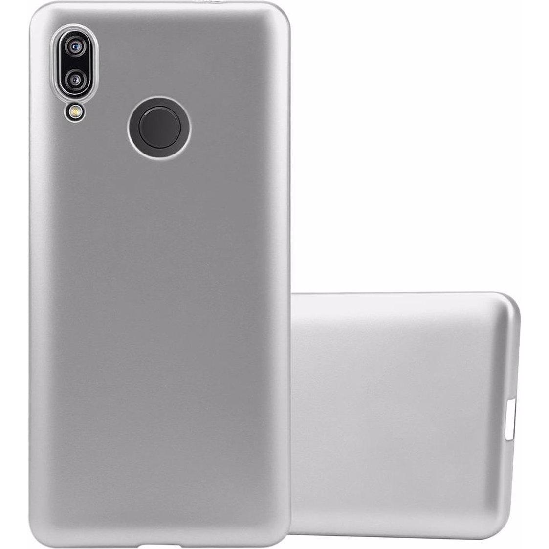 Cadorabo TPU Matt Metallic Cover (Huawei P20 Lite), Smartphone Hülle, Silber