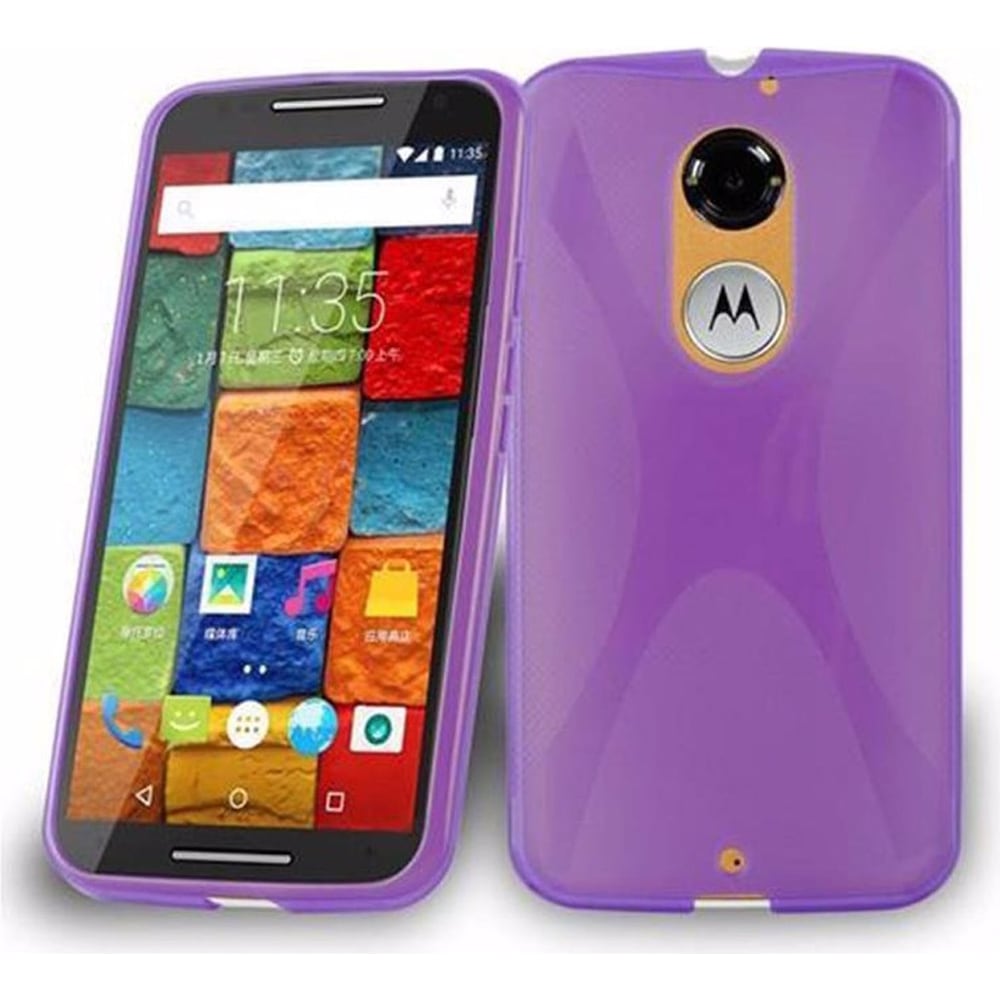 Cadorabo TPU X-Line Cover (Motorola Moto X2), Smartphone Hülle, Violett