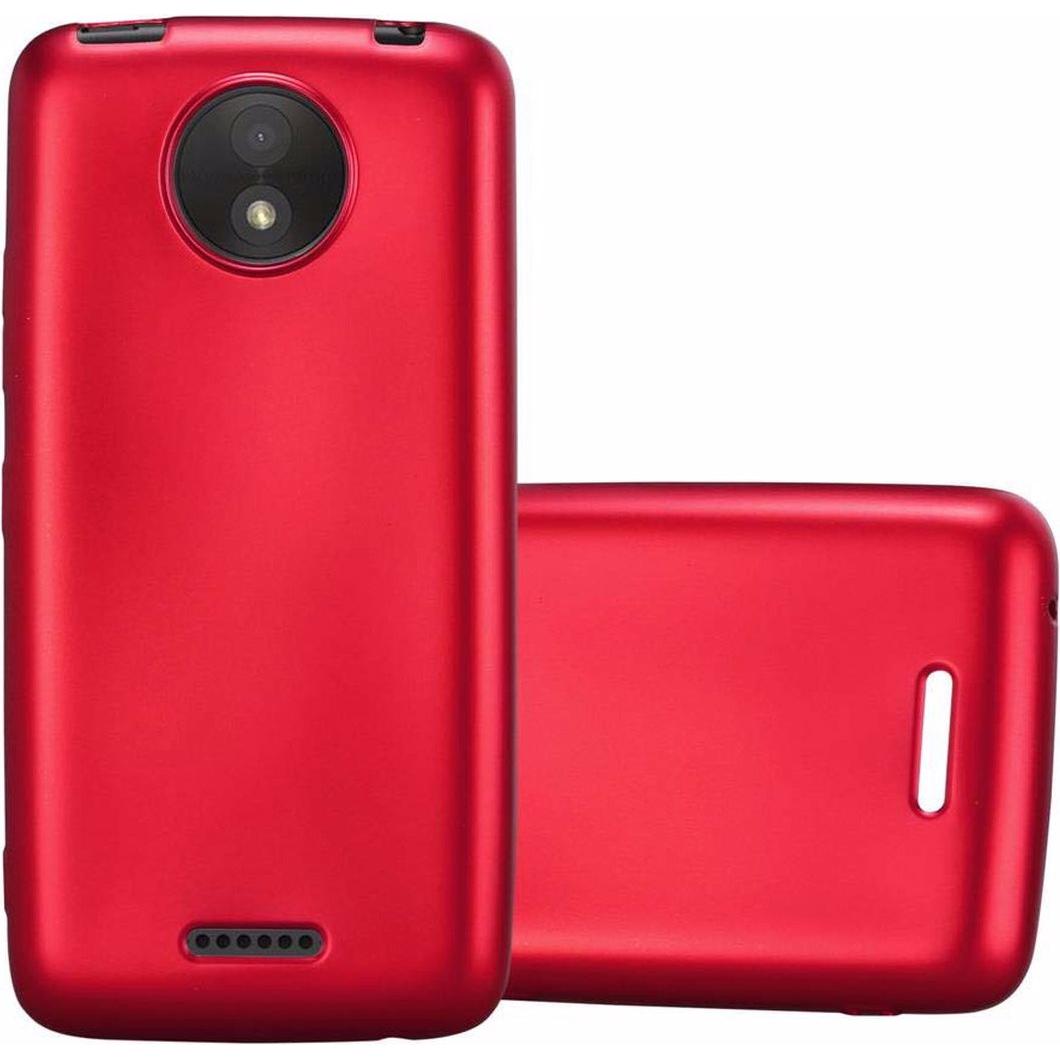 Cadorabo TPU Matt Metallic Cover (Motorola Moto C Plus), Smartphone Hülle, Rot