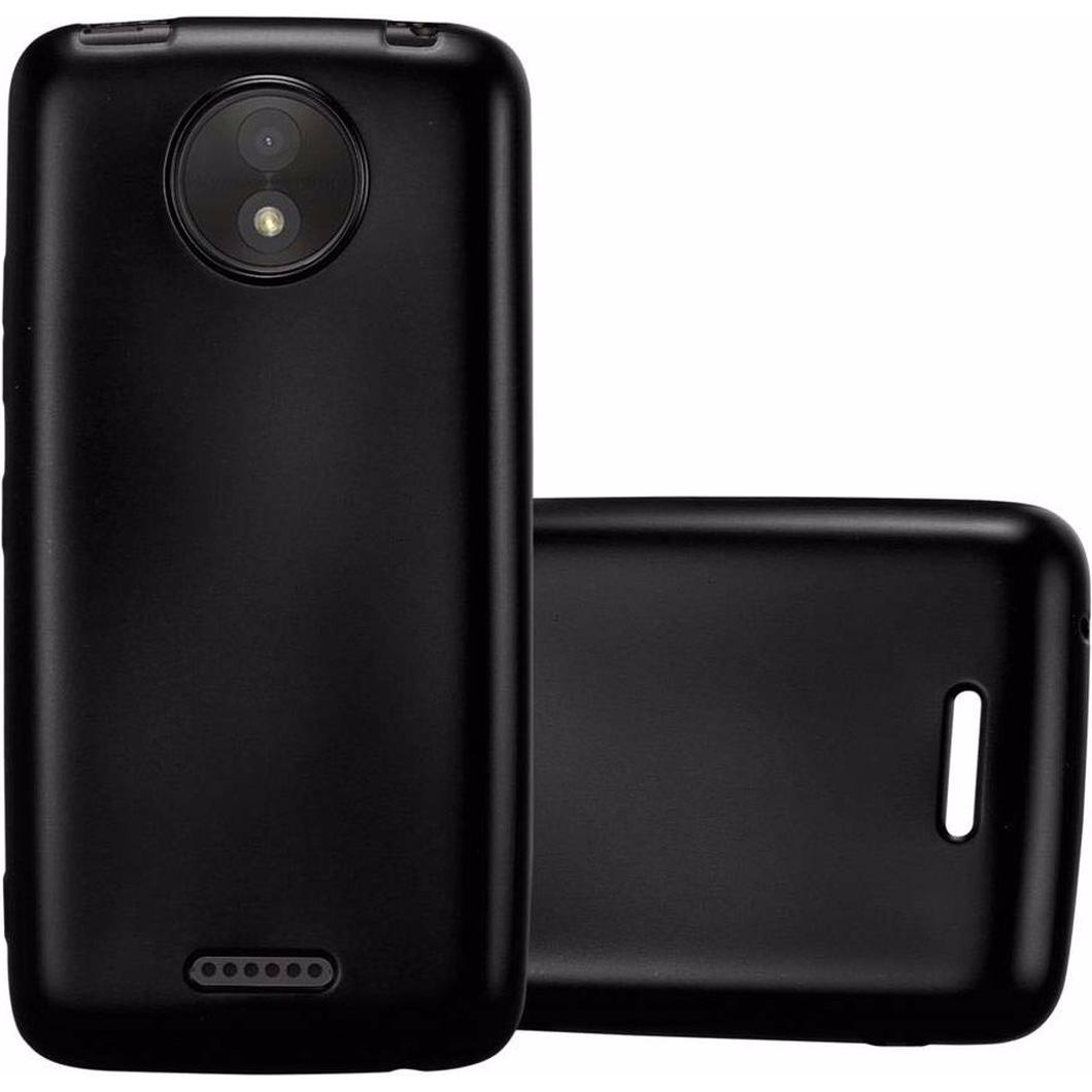 Cadorabo TPU Matt Metallic Cover (Motorola Moto C Plus), Smartphone Hülle, Schwarz