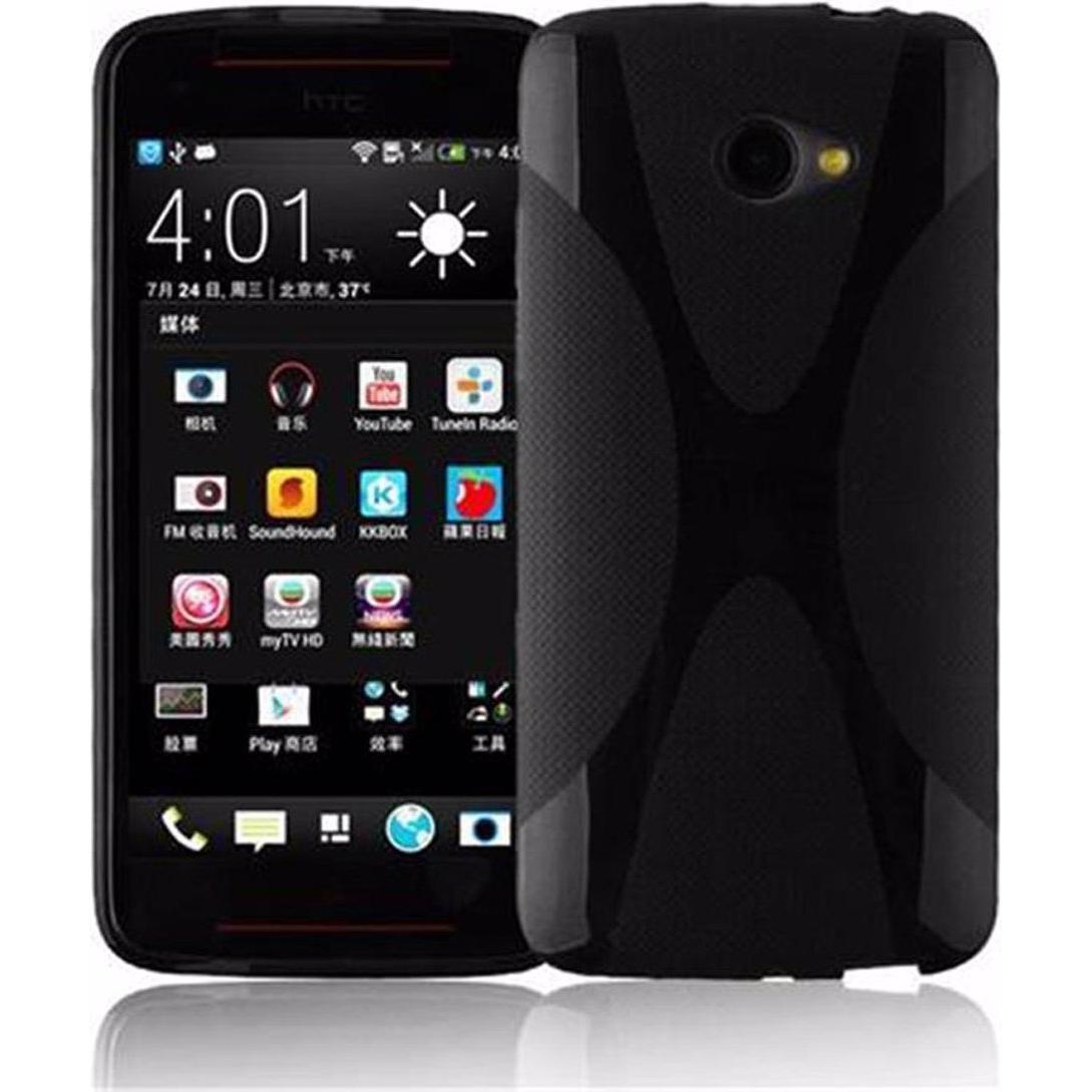 Cadorabo TPU X-Line Cover (HTC Butterfly S), Smartphone Hülle, Schwarz