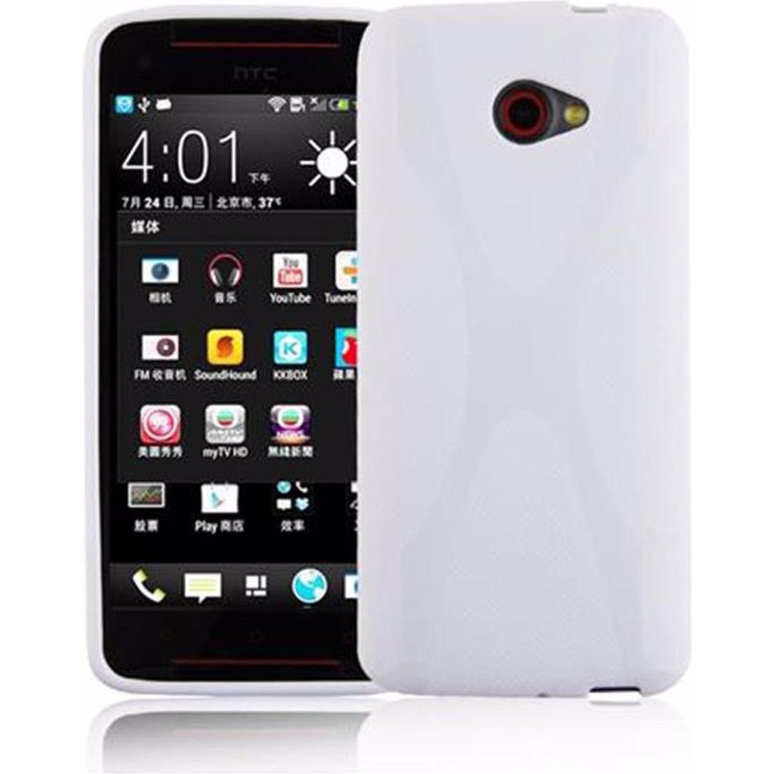 Cadorabo TPU X-Line Cover (HTC Butterfly S), Smartphone Hülle, Weiss