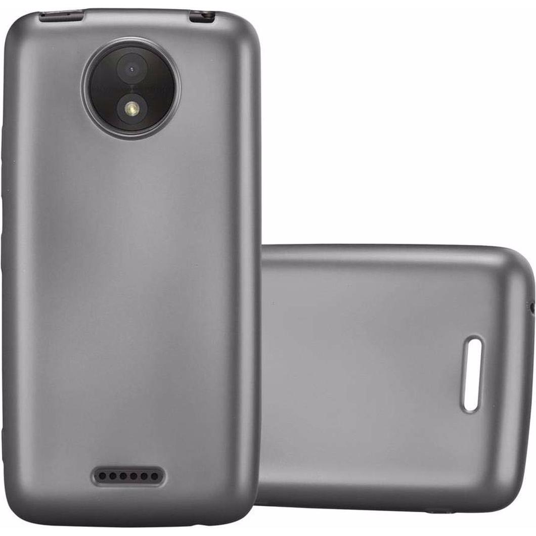 Cadorabo TPU Matt Metallic Cover (Motorola Moto C Plus), Smartphone Hülle, Grau