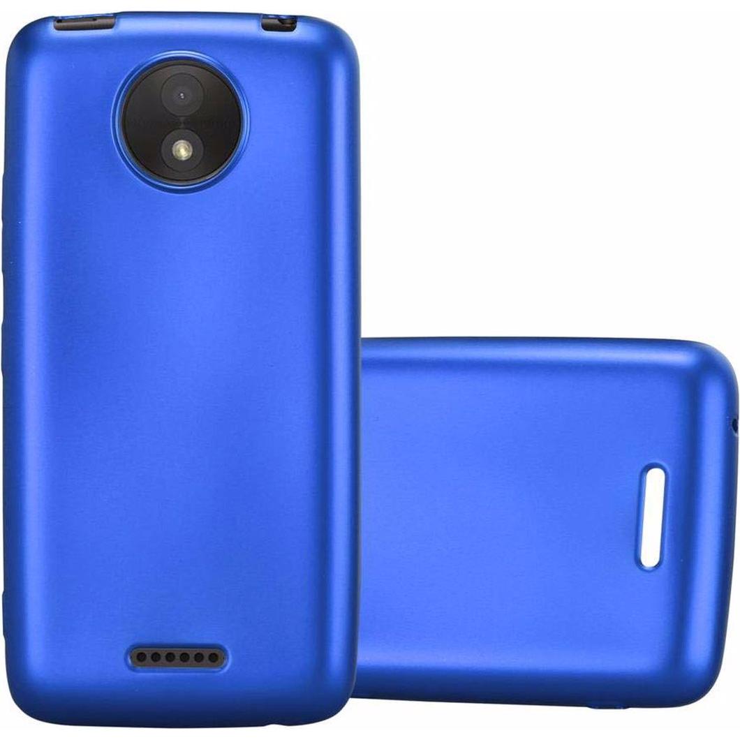 Cadorabo TPU Matt Metallic Cover (Motorola Moto C Plus), Smartphone Hülle, Blau