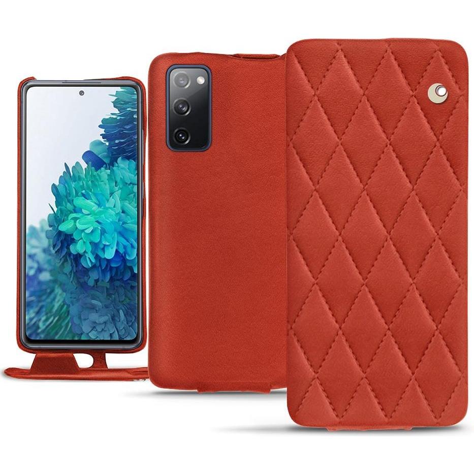 Noreve Lederschutzhülle vertikal (Samsung Galaxy S20 FE), Smartphone Hülle, Orange