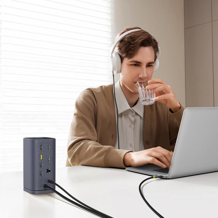 Actual product image Baseus Spacemate Series 11-in-1 (MAC) Docking Station, Grau (USB-C, 11 ports)