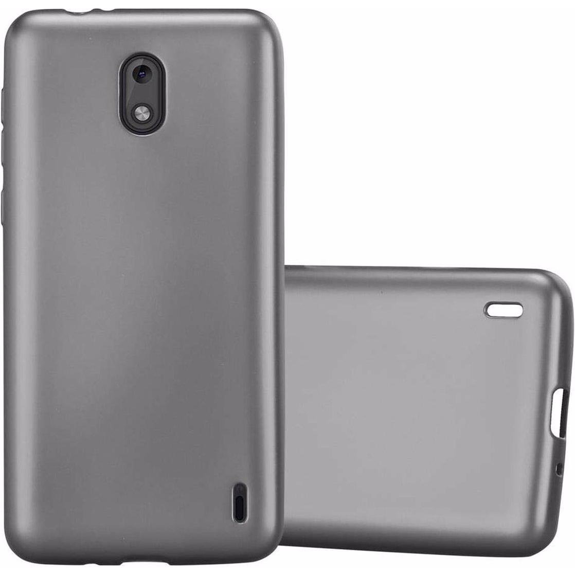 Cadorabo TPU Matt Metallic Cover (Nokia 2), Smartphone Hülle, Grau