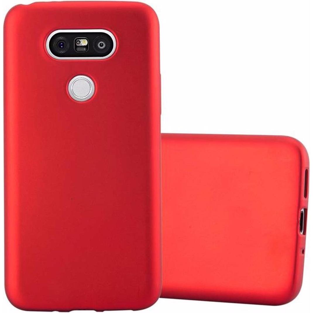 Cadorabo TPU Matt Metallic Cover (LG G5), Smartphone Hülle, Rot