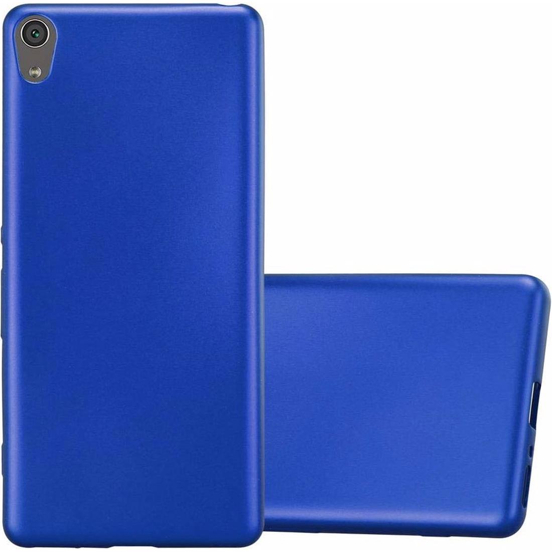 Cadorabo TPU Matt Metallic Cover (Sony Xperia XA), Smartphone Hülle, Blau