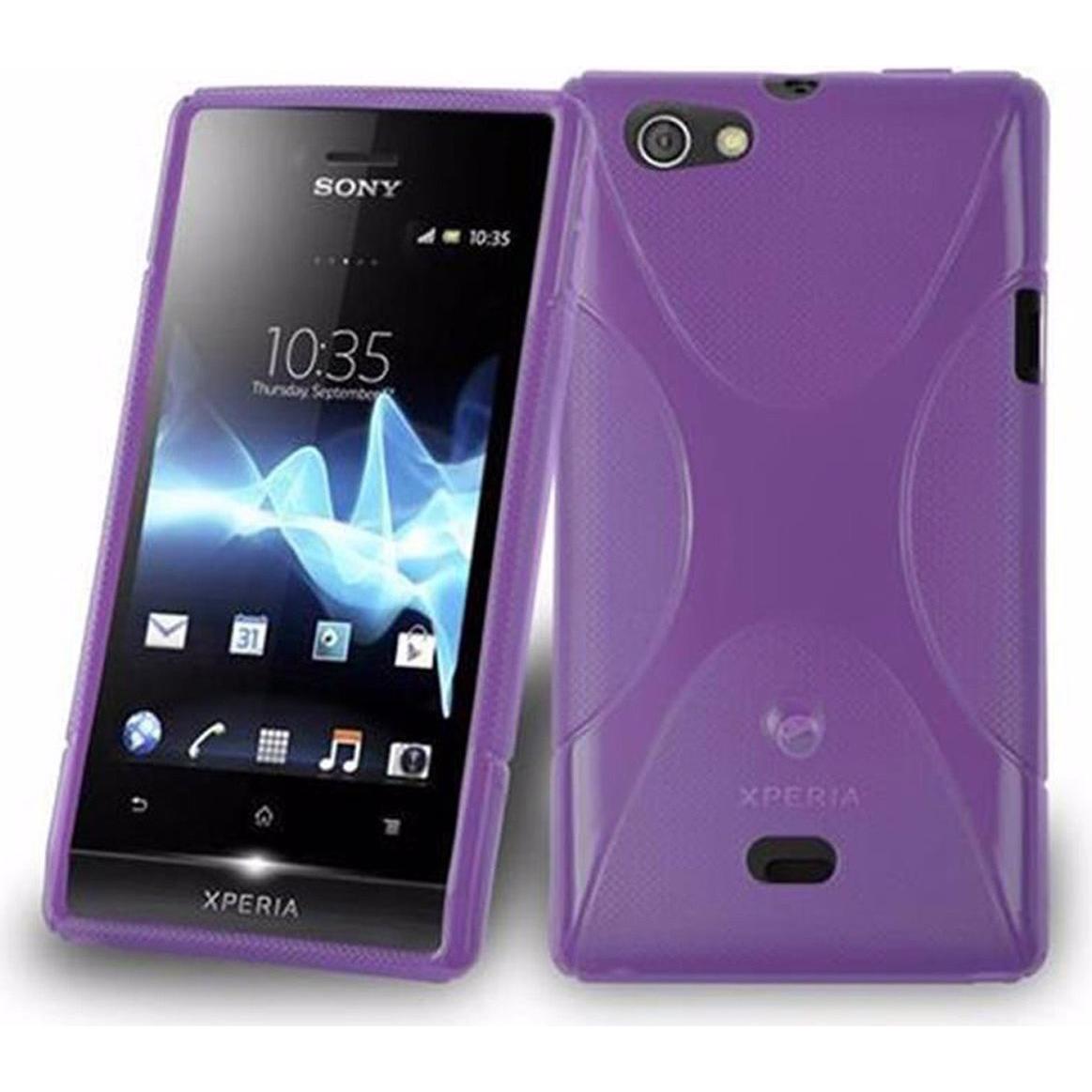 Cadorabo TPU X-Line Cover (Sony Xperia Miro), Smartphone Hülle, Violett