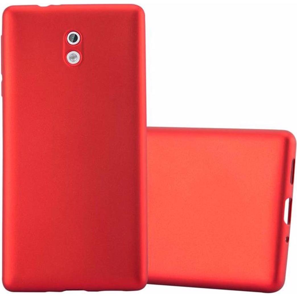 Cadorabo TPU Matt Metallic Cover (Nokia 3), Smartphone Hülle, Rot