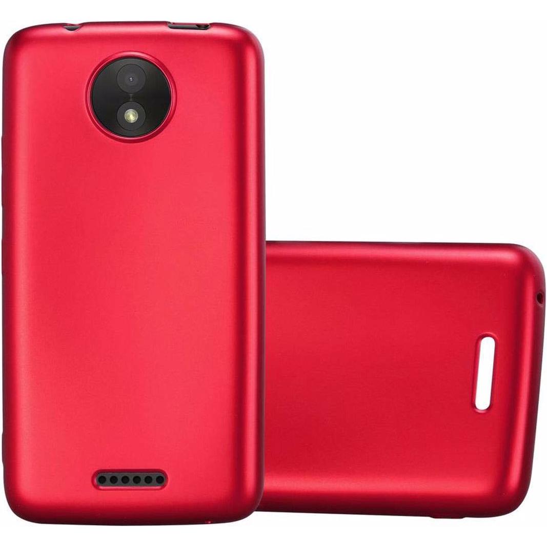 Cadorabo TPU Matt Metallic Cover (Motorola Moto C), Smartphone Hülle, Rot