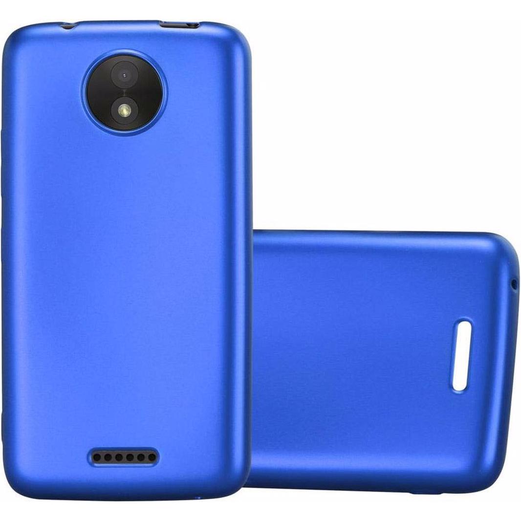 Cadorabo TPU Matt Metallic Cover (Motorola Moto C), Smartphone Hülle, Blau