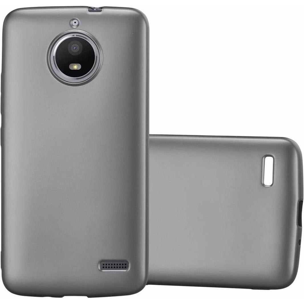 Cadorabo TPU Matt Metallic Cover (Motorola Moto E4), Smartphone Hülle, Grau